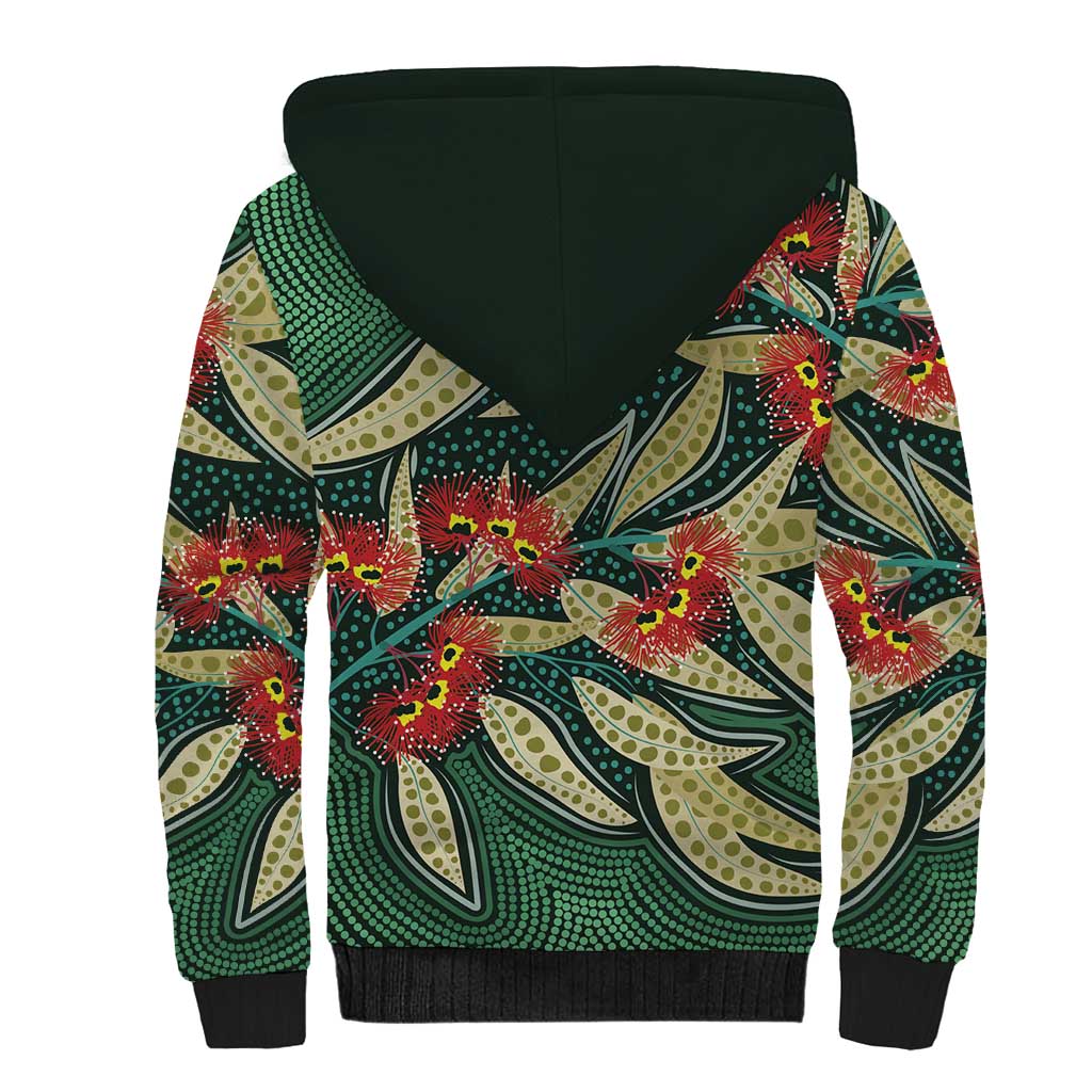 Australian Native Eucalyptus Plant Sherpa Hoodie Aboriginal Dot Art
