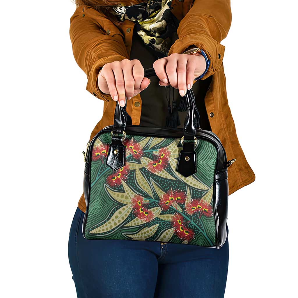 Australian Native Eucalyptus Plant Shoulder Handbag Aboriginal Dot Art