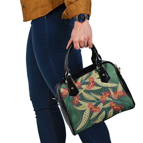 Australian Native Eucalyptus Plant Shoulder Handbag Aboriginal Dot Art