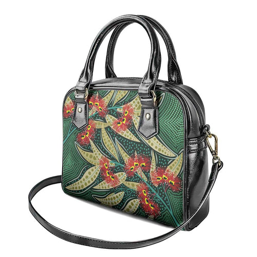 Australian Native Eucalyptus Plant Shoulder Handbag Aboriginal Dot Art