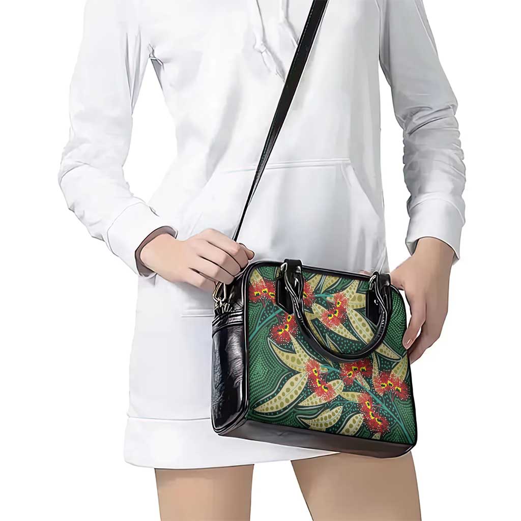 Australian Native Eucalyptus Plant Shoulder Handbag Aboriginal Dot Art