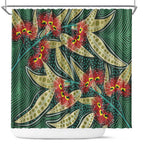 Australian Native Eucalyptus Plant Shower Curtain Aboriginal Dot Art