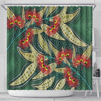Australian Native Eucalyptus Plant Shower Curtain Aboriginal Dot Art