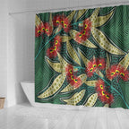 Australian Native Eucalyptus Plant Shower Curtain Aboriginal Dot Art