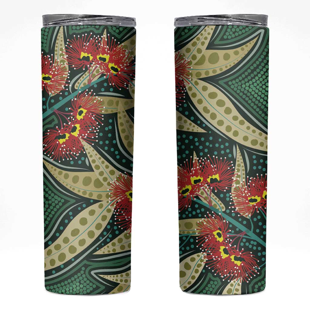 Australian Native Eucalyptus Plant Skinny Tumbler Aboriginal Dot Art