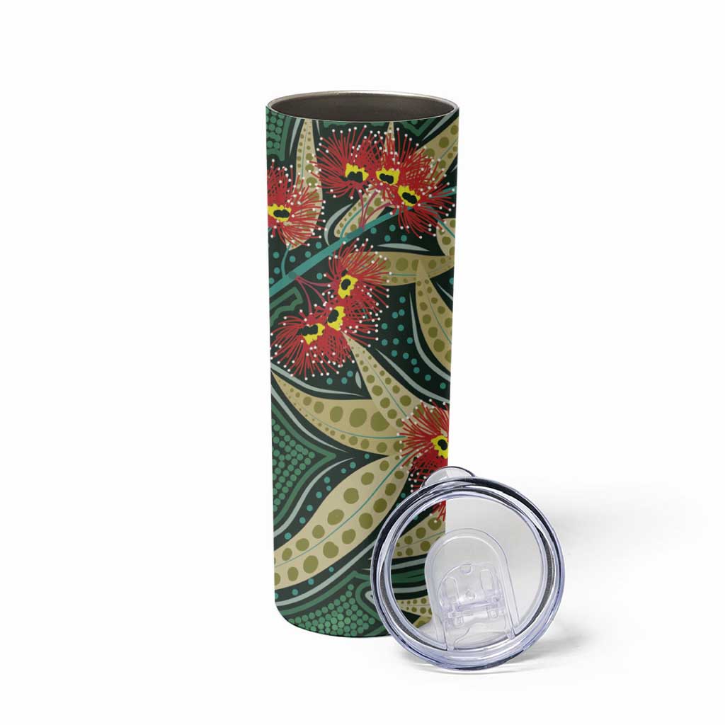 Australian Native Eucalyptus Plant Skinny Tumbler Aboriginal Dot Art