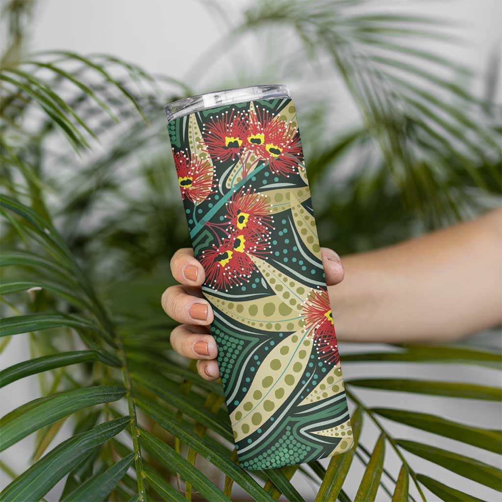 Australian Native Eucalyptus Plant Skinny Tumbler Aboriginal Dot Art