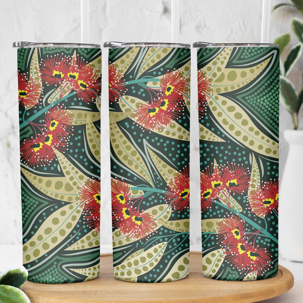 Australian Native Eucalyptus Plant Skinny Tumbler Aboriginal Dot Art