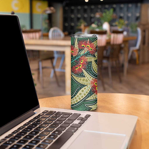 Australian Native Eucalyptus Plant Skinny Tumbler Aboriginal Dot Art