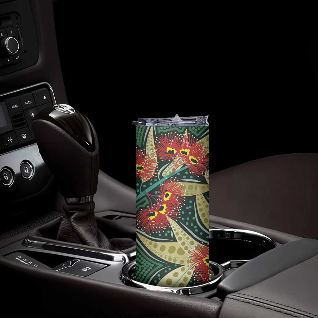 Australian Native Eucalyptus Plant Skinny Tumbler Aboriginal Dot Art