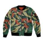 Australian Native Eucalyptus Plant Sleeve Zip Bomber Jacket Aboriginal Dot Art
