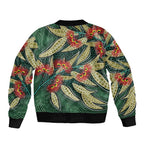 Australian Native Eucalyptus Plant Sleeve Zip Bomber Jacket Aboriginal Dot Art