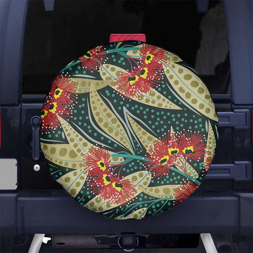 Australian Native Eucalyptus Plant Spare Tire Cover Aboriginal Dot Art