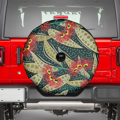 Australian Native Eucalyptus Plant Spare Tire Cover Aboriginal Dot Art
