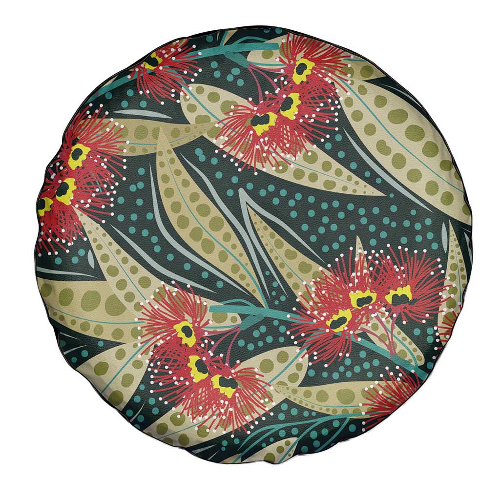 Australian Native Eucalyptus Plant Spare Tire Cover Aboriginal Dot Art