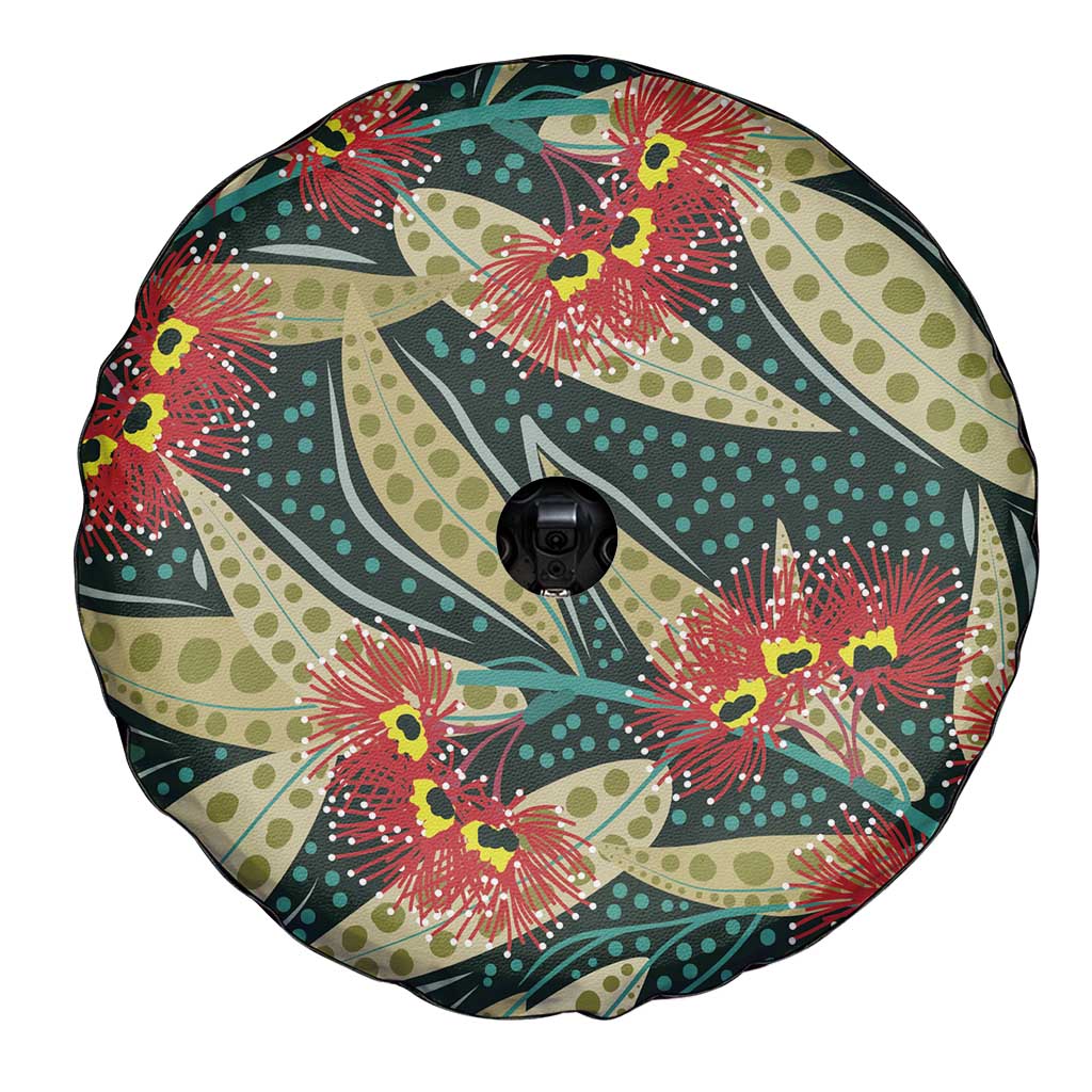 Australian Native Eucalyptus Plant Spare Tire Cover Aboriginal Dot Art