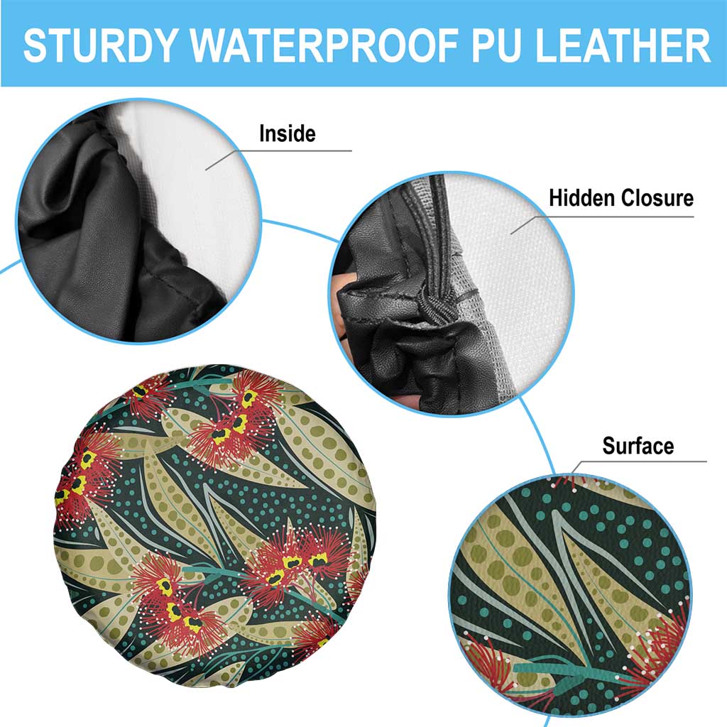 Australian Native Eucalyptus Plant Spare Tire Cover Aboriginal Dot Art