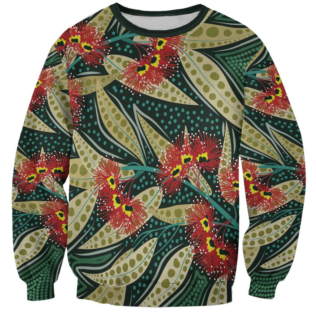Australian Native Eucalyptus Plant Sweatshirt Aboriginal Dot Art