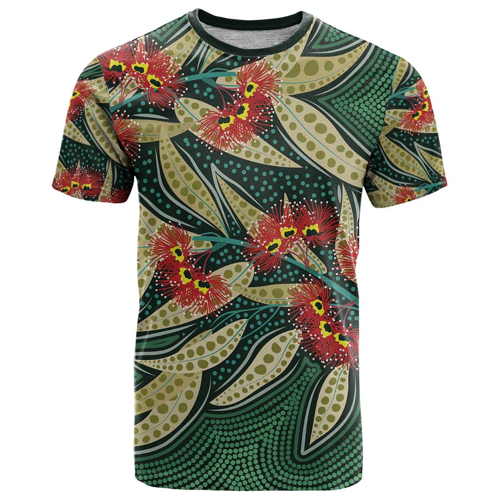 Australian Native Eucalyptus Plant T Shirt Aboriginal Dot Art