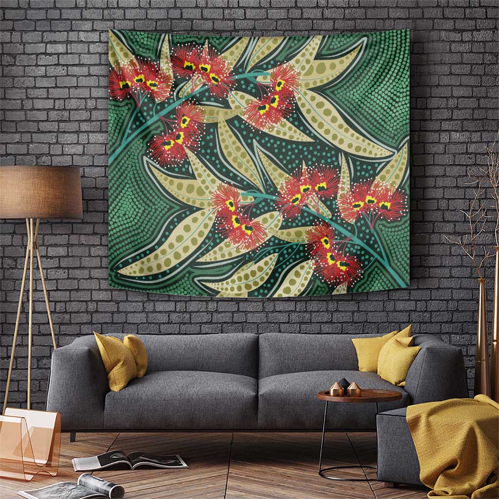 Australian Native Eucalyptus Plant Tapestry Aboriginal Dot Art