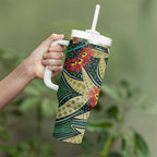 Australian Native Eucalyptus Plant Tumbler With Handle Aboriginal Dot Art