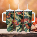 Australian Native Eucalyptus Plant Tumbler With Handle Aboriginal Dot Art