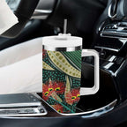 Australian Native Eucalyptus Plant Tumbler With Handle Aboriginal Dot Art