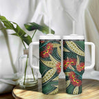 Australian Native Eucalyptus Plant Tumbler With Handle Aboriginal Dot Art