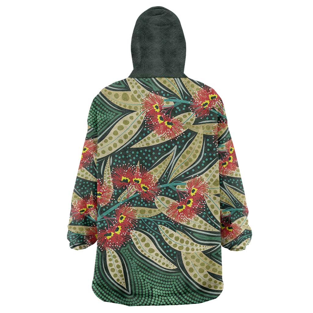 Australian Native Eucalyptus Plant Wearable Blanket Hoodie Aboriginal Dot Art