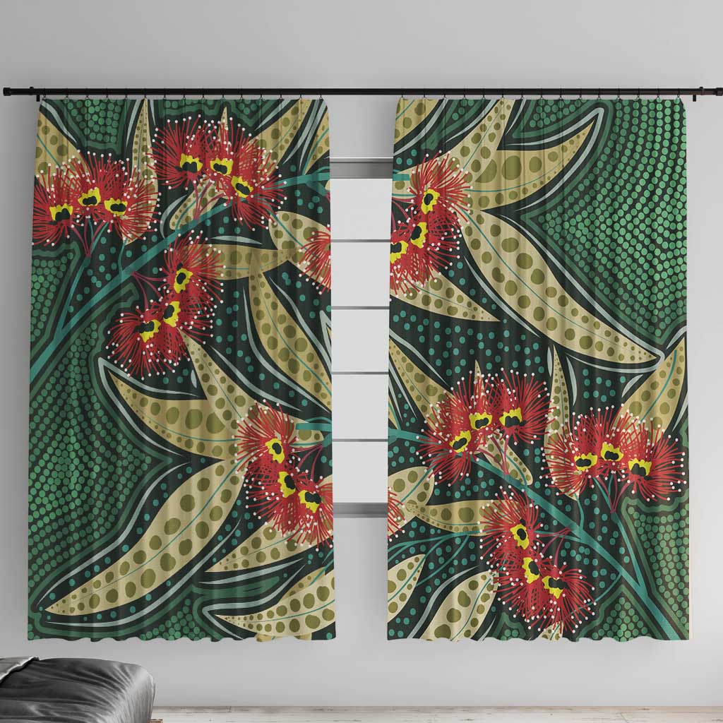 Australian Native Eucalyptus Plant Window Curtain Aboriginal Dot Art