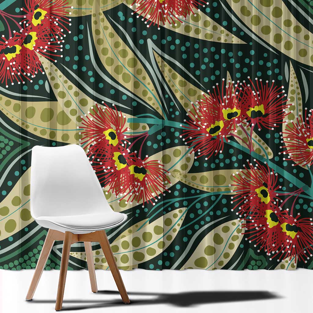 Australian Native Eucalyptus Plant Window Curtain Aboriginal Dot Art