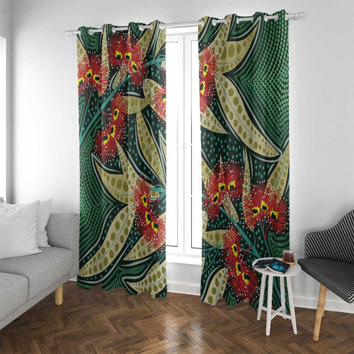 Australian Native Eucalyptus Plant Window Curtain Aboriginal Dot Art