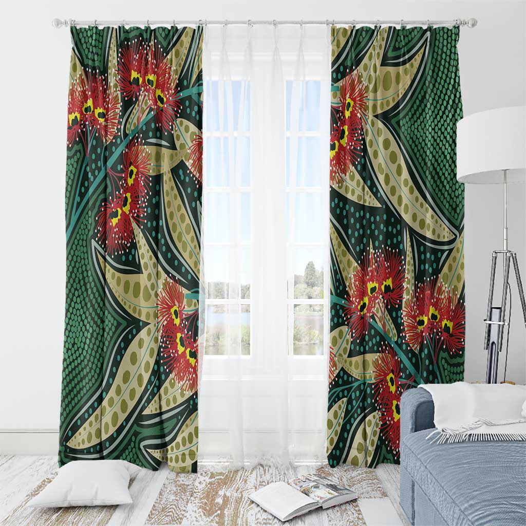 Australian Native Eucalyptus Plant Window Curtain Aboriginal Dot Art