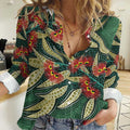Australian Native Eucalyptus Plant Women Casual Shirt Aboriginal Dot Art