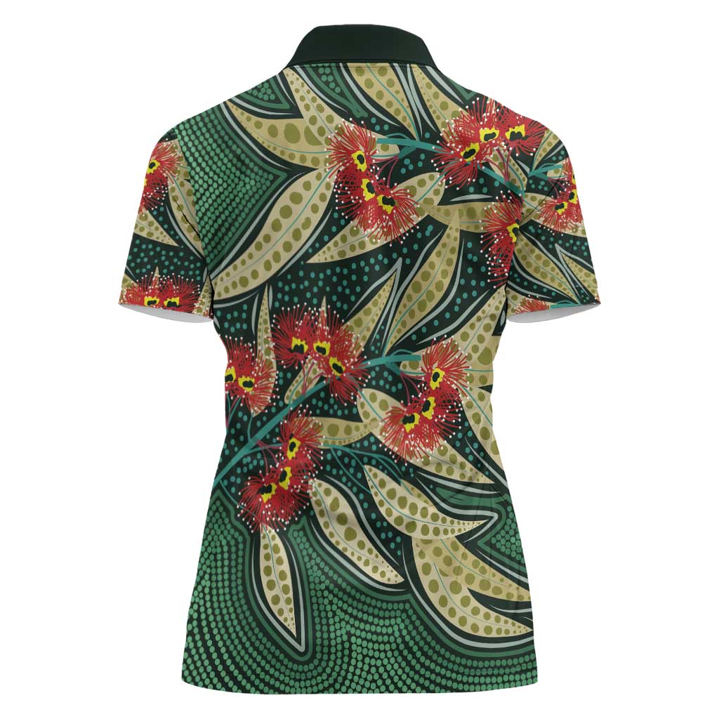 Australian Native Eucalyptus Plant Women Polo Shirt Aboriginal Dot Art