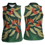 Australian Native Eucalyptus Plant Women Sleeveless Polo Shirt Aboriginal Dot Art