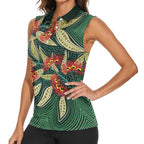 Australian Native Eucalyptus Plant Women Sleeveless Polo Shirt Aboriginal Dot Art
