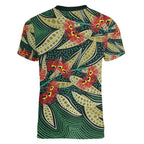 Australian Native Eucalyptus Plant Women V-Neck T-Shirt Aboriginal Dot Art