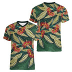 Australian Native Eucalyptus Plant Women V-Neck T-Shirt Aboriginal Dot Art