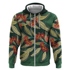 Australian Native Eucalyptus Plant Zip Hoodie Aboriginal Dot Art