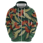 Australian Native Eucalyptus Plant Zip Hoodie Aboriginal Dot Art
