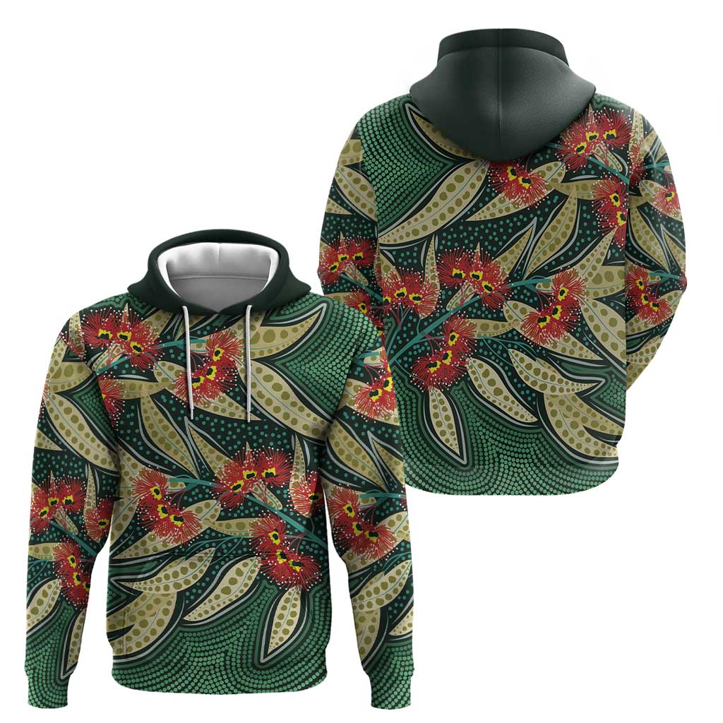 Australian Native Eucalyptus Plant Zip Hoodie Aboriginal Dot Art
