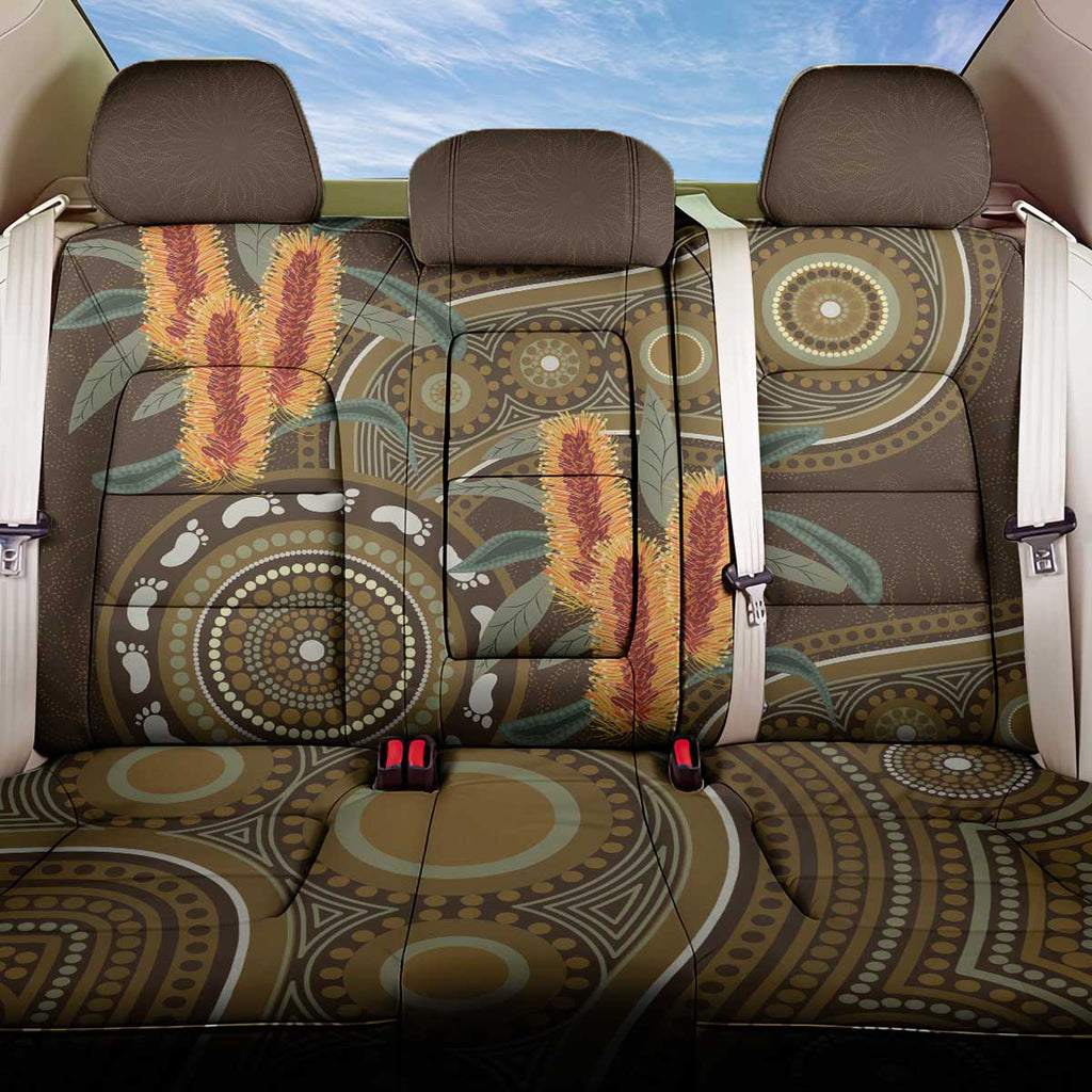 Australian Yellow Banksia Flowers Back Car Seat Cover Aboriginal Dot Art