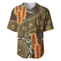 Australian Yellow Banksia Flowers Baseball Jersey Aboriginal Dot Art