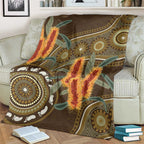 Australian Yellow Banksia Flowers Blanket Aboriginal Dot Art