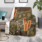 Australian Yellow Banksia Flowers Blanket Aboriginal Dot Art