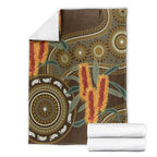 Australian Yellow Banksia Flowers Blanket Aboriginal Dot Art