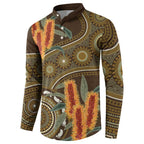 Australian Yellow Banksia Flowers Button Sweatshirt Aboriginal Dot Art