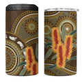 Australian Yellow Banksia Flowers 4 in 1 Can Cooler Tumbler Aboriginal Dot Art