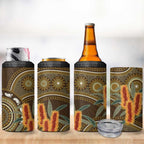 Australian Yellow Banksia Flowers 4 in 1 Can Cooler Tumbler Aboriginal Dot Art